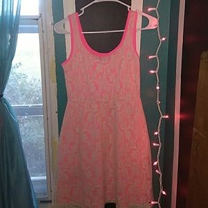 Pink and white knee length dress